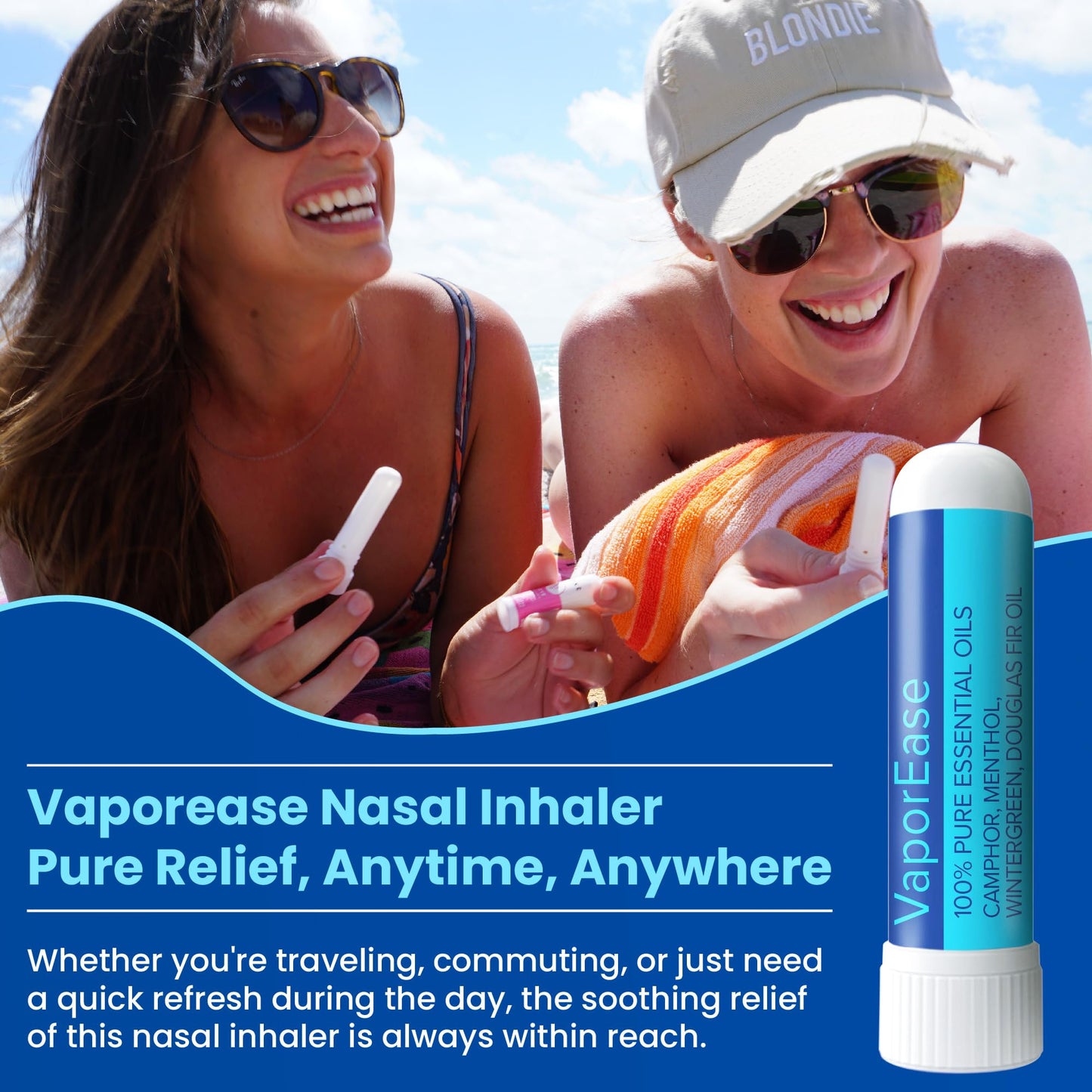 MOXE VaporEase Portable Nasal Inhaler – Non-Medicated, Menthol Scent, Made in USA (3 Pack)