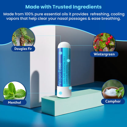MOXE VaporEase Portable Nasal Inhaler – Non-Medicated, Menthol Scent, Made in USA (3 Pack)
