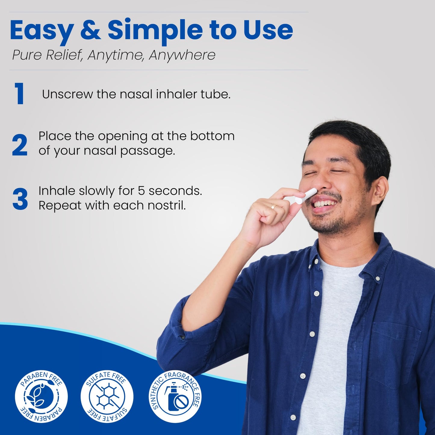 MOXE VaporEase Portable Nasal Inhaler – Non-Medicated, Menthol Scent, Made in USA (3 Pack)