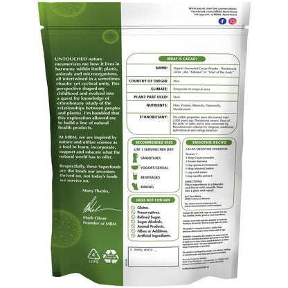 MRM Nutrition Organic Fermented Cacao Powder – Gluten Free & Vegan | 43 Servings