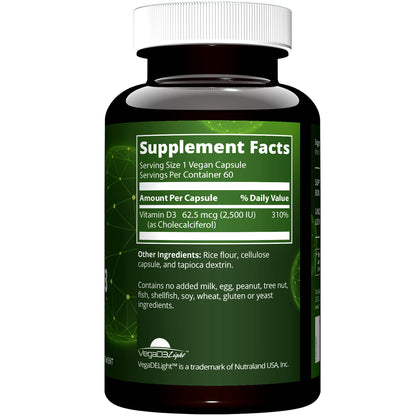 MRM Nutrition Vegan Vitamin D3 2,500 IU – Bone Health & Immune Support | Plant-Based from Lichens | 60 Servings