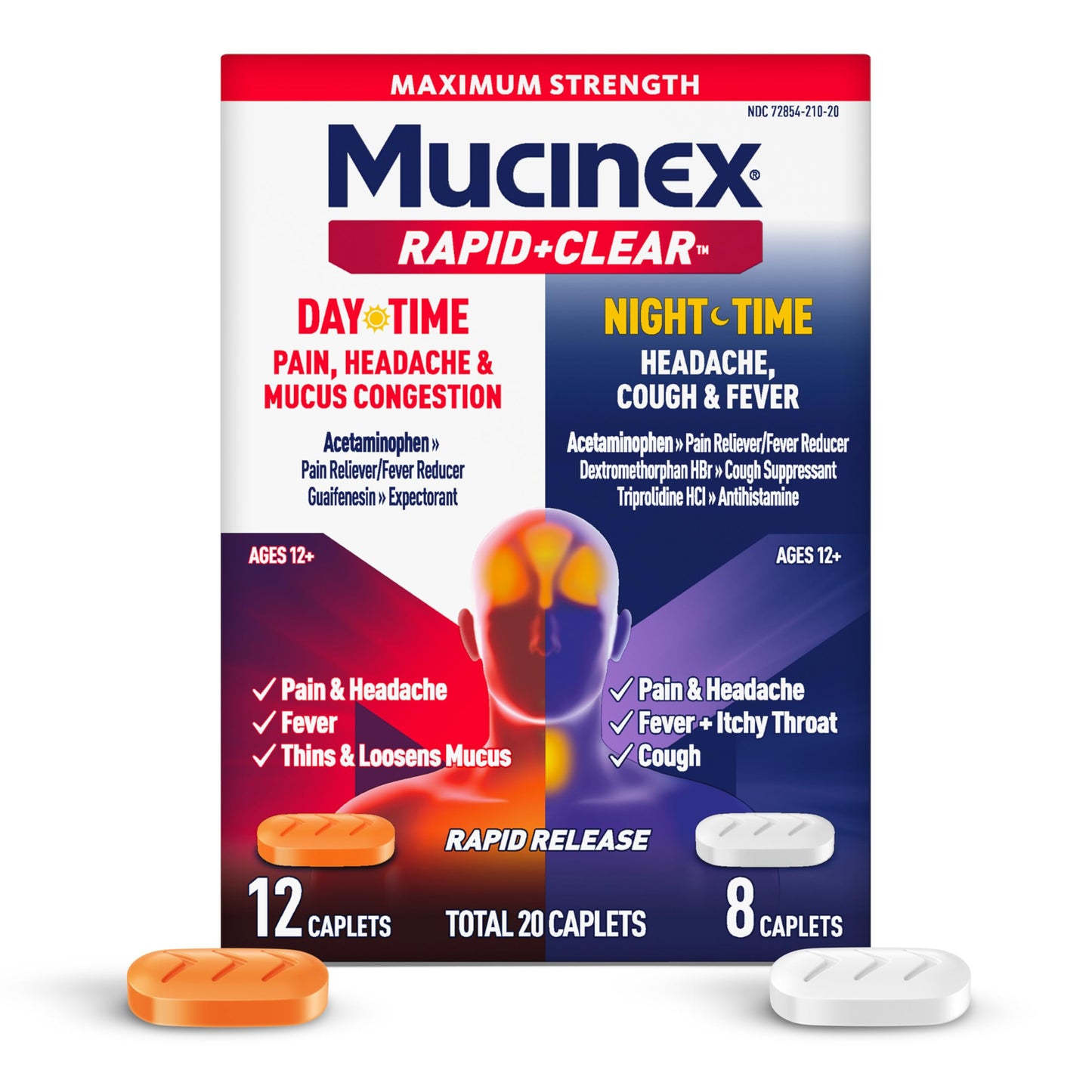 Mucinex Rapid+Clear Maximum Strength Day & Night Cold & Flu Medicine for Adults