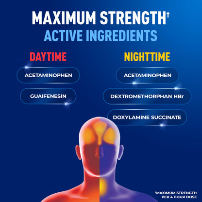 Mucinex Rapid Clear Maximum Strength Day & Night Cold and Flu Medicine for Adults - 24 Count