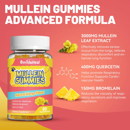 Mullein Gummies 3000MG – Sugar Free, Vegan, Lung Support (60 Count)