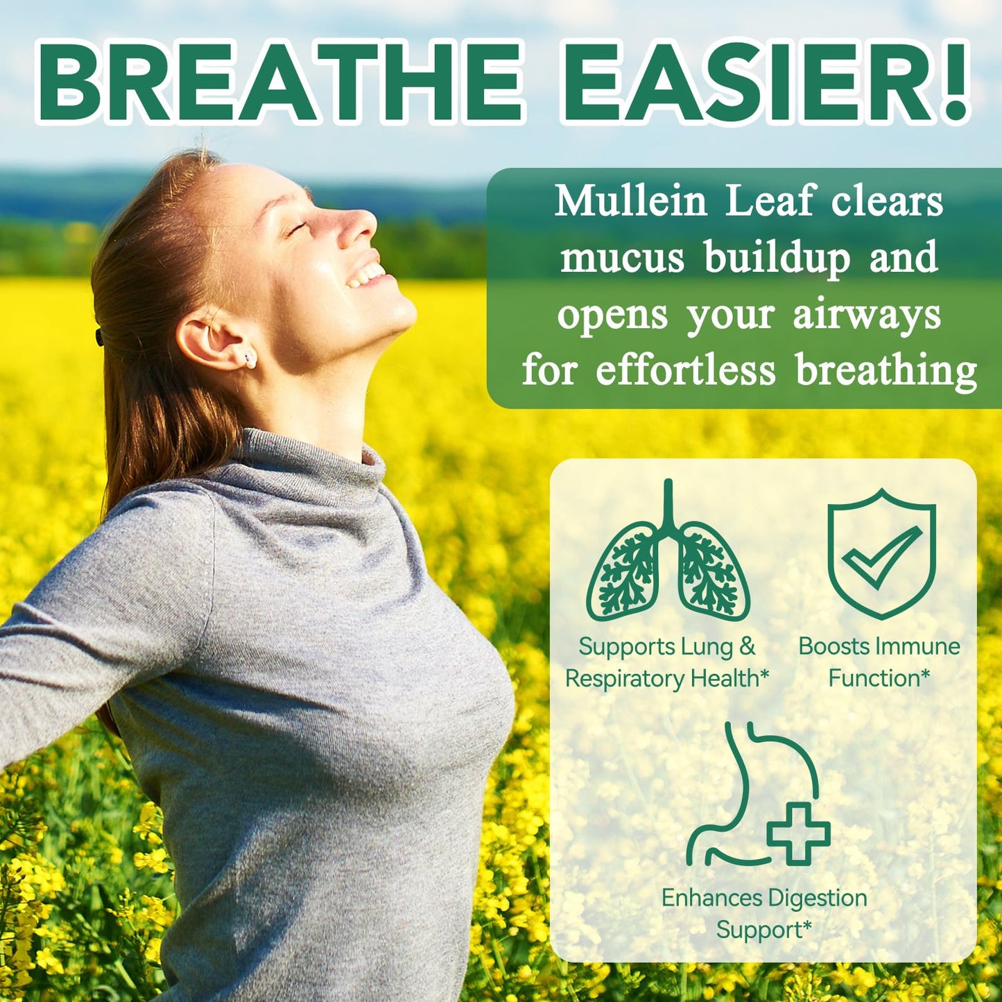 Mullein Gummies for Lungs | 2000mg Mullein Leaf Extract | Lung Support & Immune Health | 60 pcs