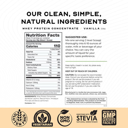 Muscle Feast Grass-Fed Whey Protein Concentrate Powder – Vanilla, 5lb | Hormone-Free, All-Natural, Gluten Free