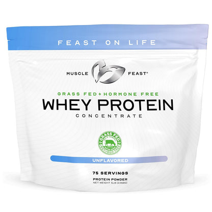 Muscle Feast Grass-Fed Whey Protein Concentrate Powder – Unflavored, 5lb | Hormone-Free, Non-GMO, Gluten Free