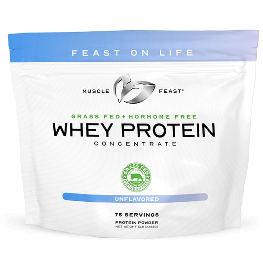 Muscle Feast Grass-Fed Whey Protein Concentrate Powder – Unflavored, 5lb | Hormone-Free, Non-GMO, Gluten Free