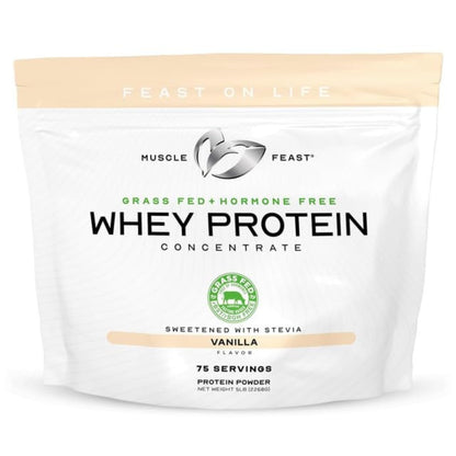 Muscle Feast Grass-Fed Whey Protein Concentrate Powder – Vanilla, 5lb | Hormone-Free, All-Natural, Gluten Free