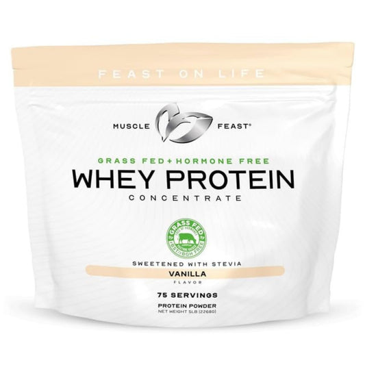 Muscle Feast Grass-Fed Whey Protein Concentrate Powder – Vanilla, 5lb | Hormone-Free, All-Natural, Gluten Free