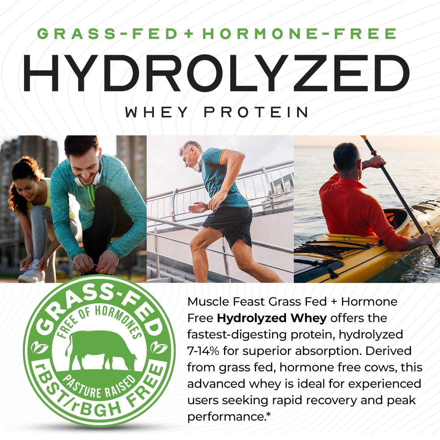 Muscle Feast Hydrolyzed Whey Protein Powder – Vanilla, 5lb (Grass-Fed, Hormone-Free)