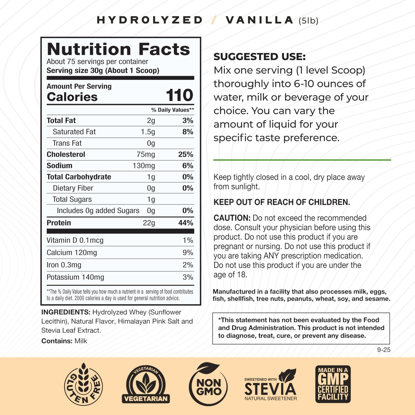Muscle Feast Hydrolyzed Whey Protein Powder – Vanilla, 5lb (Grass-Fed, Hormone-Free)