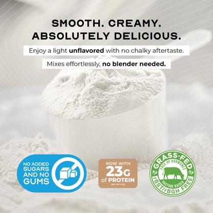 Muscle Feast Grass-Fed Whey Protein Concentrate Powder – Unflavored, 5lb | Hormone-Free, Non-GMO, Gluten Free