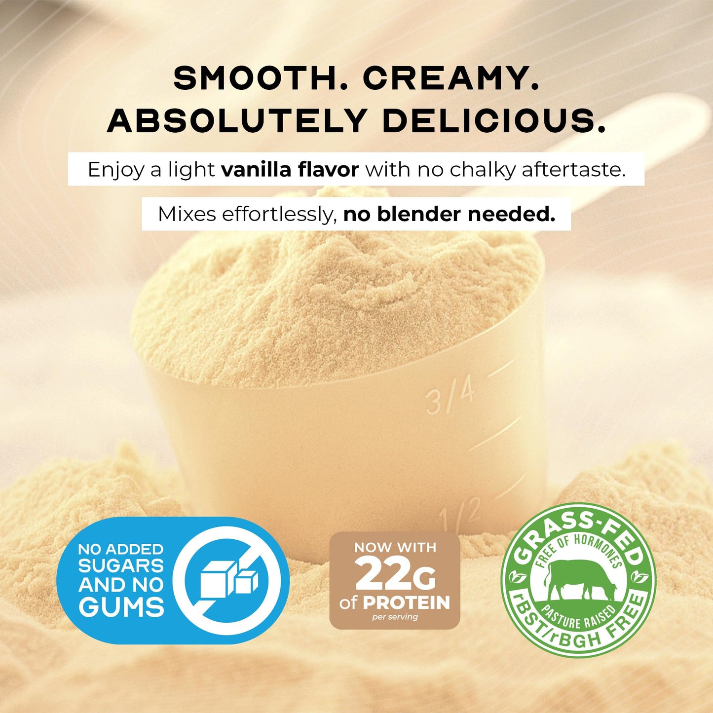 Muscle Feast Grass-Fed Whey Protein Concentrate Powder – Vanilla, 5lb | Hormone-Free, All-Natural, Gluten Free