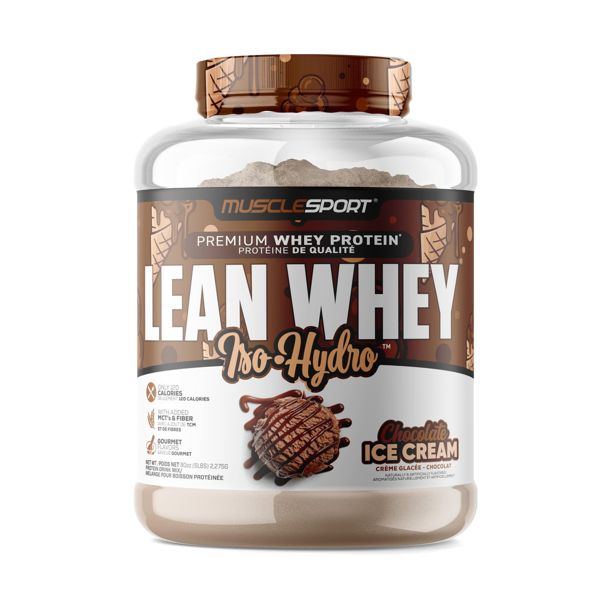Musclesport Lean Whey Revolution Protein Powder | 25g Protein per Scoop | Whey Isolate & Hydrolysate | Low Calorie, Low Carb, Low Fat | 5lb Chocolate Ice Cream