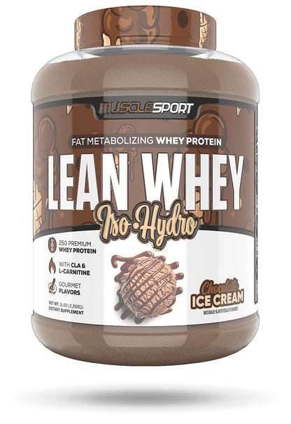 Musclesport Lean Whey Revolution Protein Powder | 25g Protein per Scoop | Whey Isolate & Hydrolysate | Low Calorie, Low Carb, Low Fat | 5lb Chocolate Ice Cream