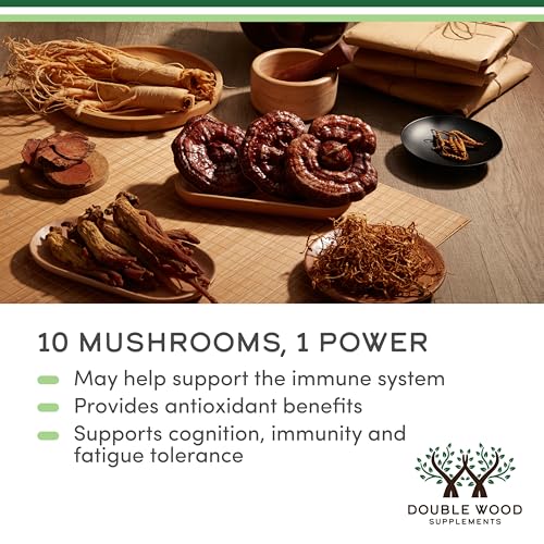 Double Wood Mushroom Complex 1,000mg – 10 Essential Mushrooms (120 capsules)