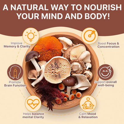Mushroom Gummies 2500mg - Reishi, Cordyceps & Lions Mane, Immune Support