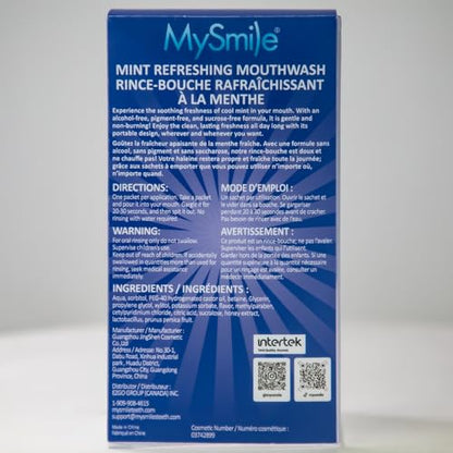 MySmile Mouthwash Alcohol Free for Adults - Travel Mint, 0.41 fl oz per strip, Pack of 60