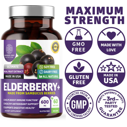 N1N Premium Black Elderberry Capsules for Adults – Max Strength Immunity