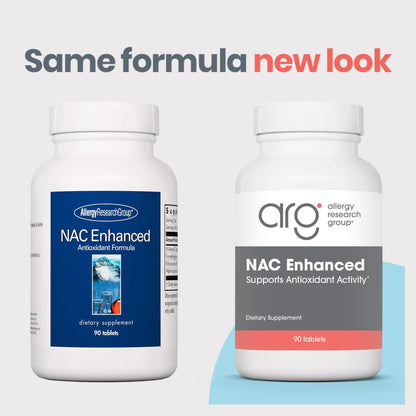 NAC Enhanced Supplement by Allergy Research Group – N-Acetyl-L-Cysteine, Glutathione Precursor, 90 Count