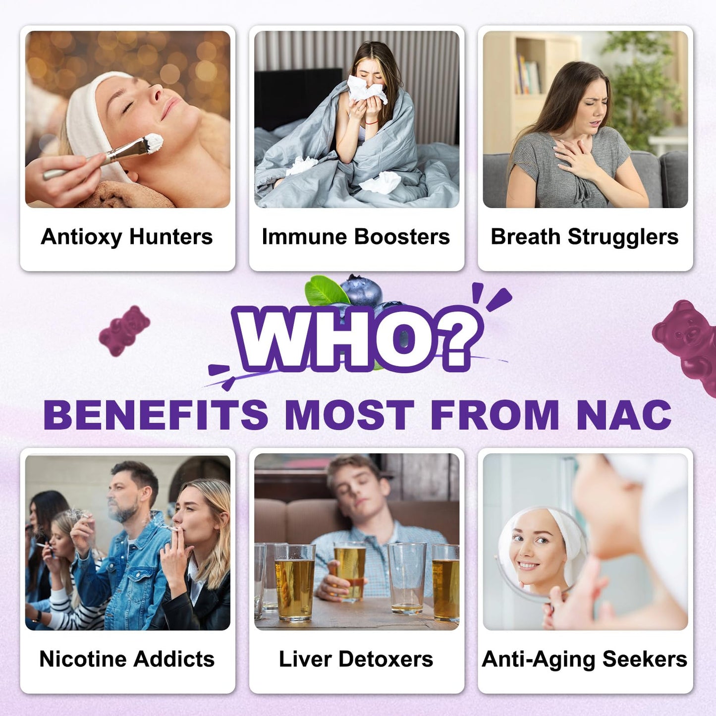 Sugar Free NAC Gummies 1200mg - N-Acetyl Cysteine Supplement with Selenium, Zinc, Vitamin C & E | 60 Count