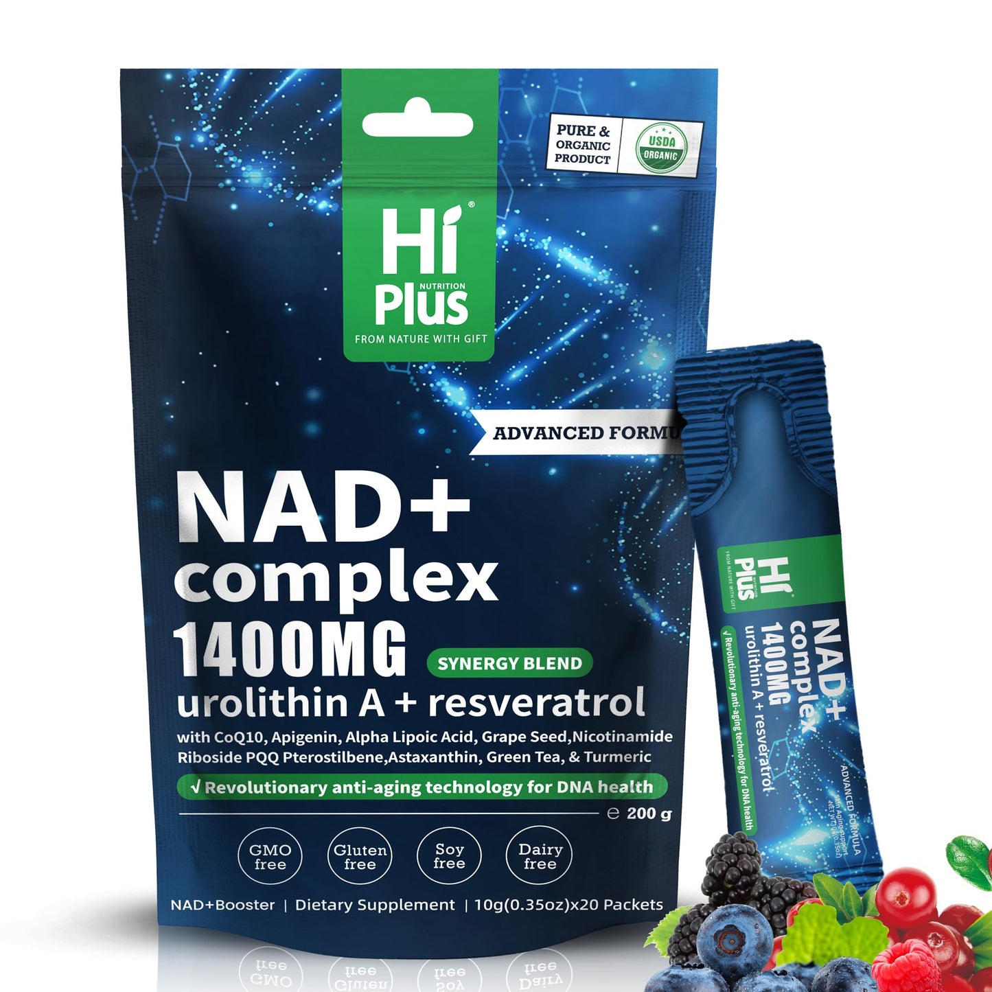NAD+ 1400mg Liquid Supplement for Anti-Aging & Cellular Energy – 20 Pack