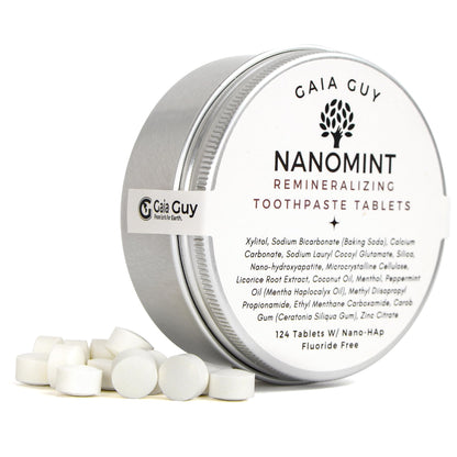 NanoMint - Remineralizing Toothpaste Tablets | Nano Hydroxyapatite | Fluoride-Free | 124 Tabs | Eco-Friendly Travel Tin