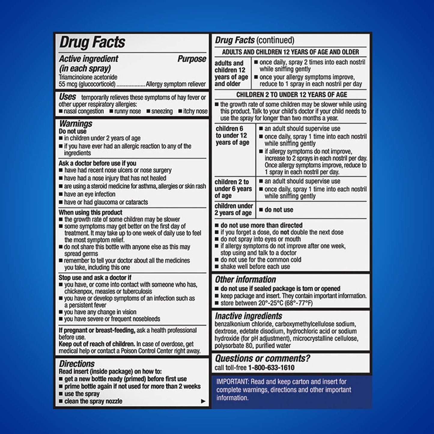 Nasacort 24HR Allergy Nasal Spray for Adults – Non-Drowsy, Alcohol-Free (60 Sprays)