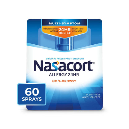 Nasacort 24HR Allergy Nasal Spray for Adults – Non-Drowsy, Alcohol-Free (60 Sprays)