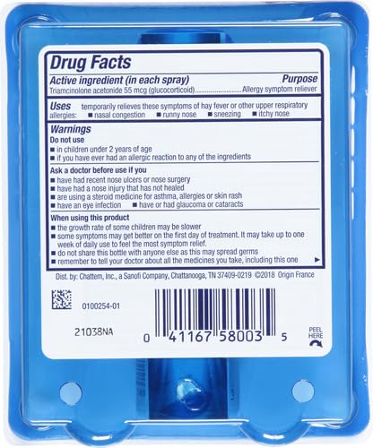Nasacort 24HR Allergy Nasal Spray for Adults – Non-Drowsy, Alcohol-Free (60 Sprays)
