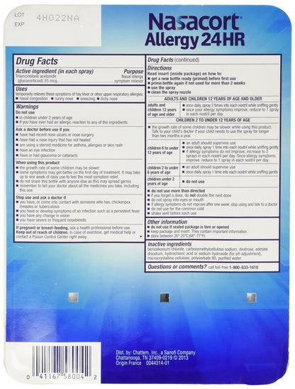 Nasacort Allergy 24hr Non-Drip Nasal Spray (3 Pack, 120 Sprays) | All-Day Allergy Relief