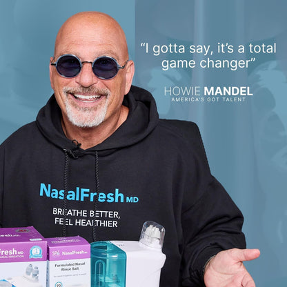 NASALFRESH MD Dual Powered Nasal Irrigation System – Rechargeable, 30 Saline Packets, 2 Nose Pillow Sets