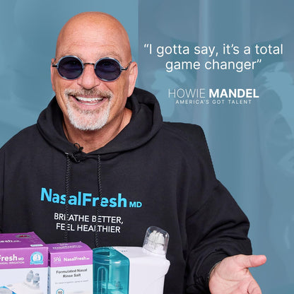 NASALFRESH MD Premium Bundle Dual Powered Nasal Irrigation System | USB Rechargeable, 60 Saline Packets