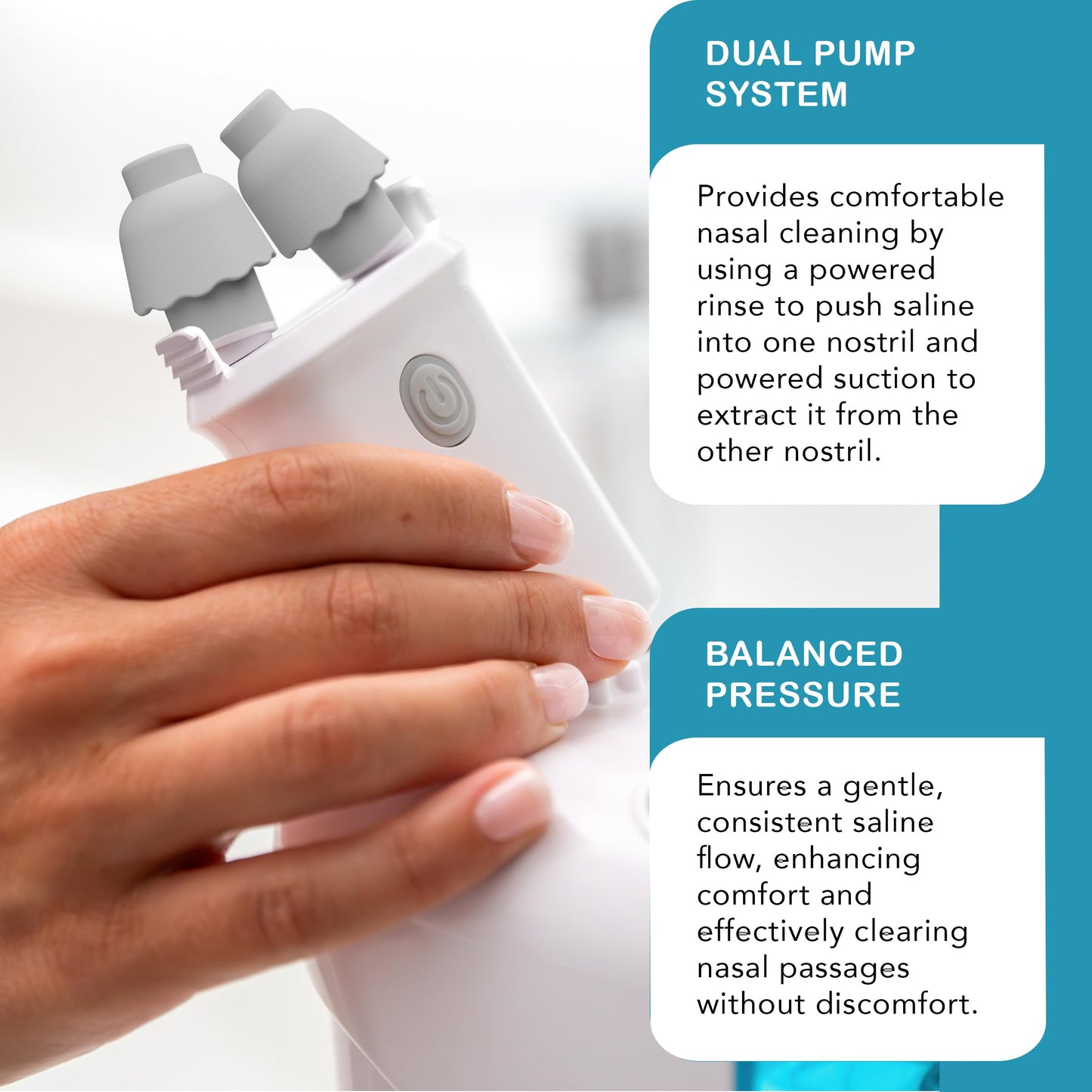 NASALFRESH MD Premium Bundle Dual Powered Nasal Irrigation System | USB Rechargeable, 60 Saline Packets