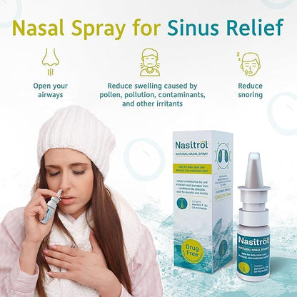 Nasitrol Natural Nasal Spray – Saline Daily Mist for Moisturized Sinuses (Pack of 2, 1.7 fl oz each)