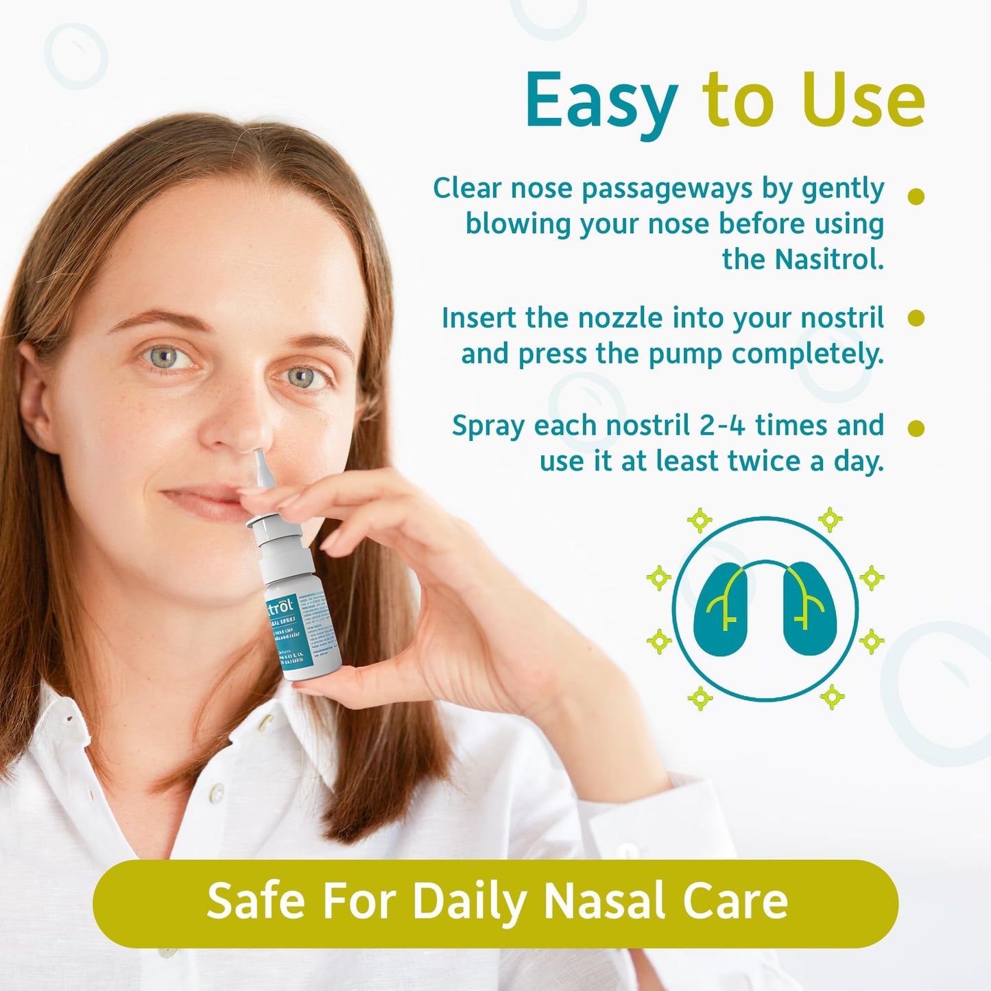 Nasitrol Natural Nasal Spray - All-Natural Saline Mist for Congestion & Daily Nose Care | 25 mL