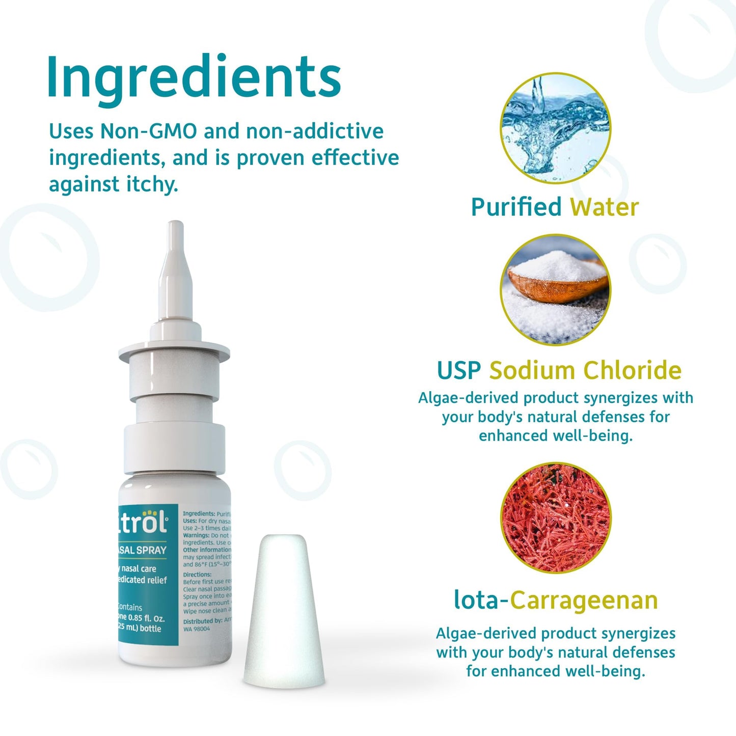Nasitrol Natural Nasal Spray - All-Natural Saline Mist for Congestion & Daily Nose Care | 25 mL
