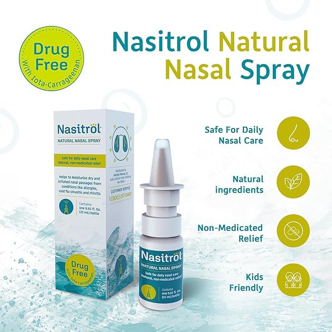 Nasitrol Natural Nasal Spray – Saline Daily Mist for Moisturized Sinuses (Pack of 2, 1.7 fl oz each)