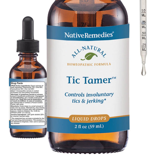 Native Remedies Tic Tamer 2 أونصة سائلة - تخفيف التشنجات اللاإرادية الطبيعي بطب المعالجة المثلية