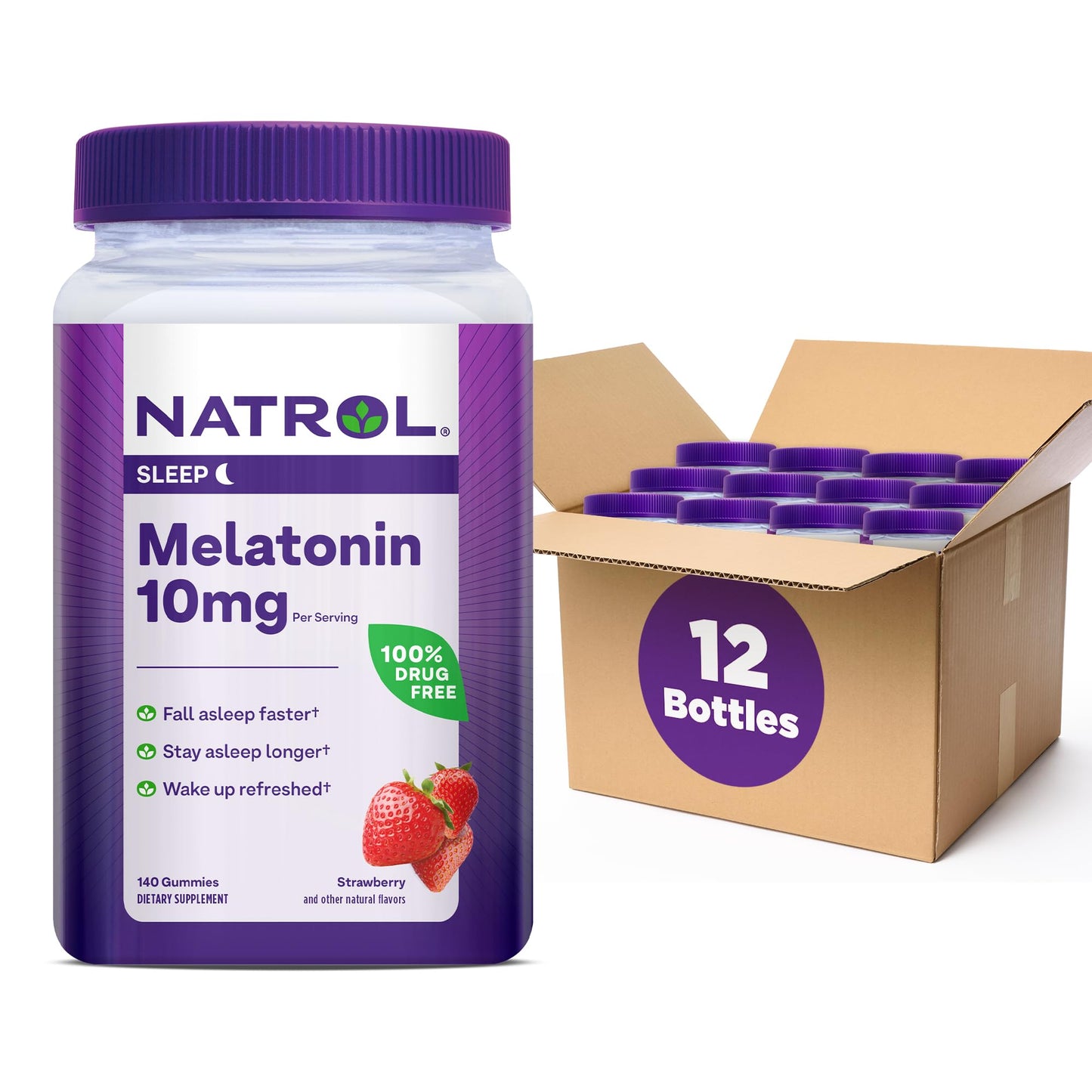 Natrol 10 mg Melatonin Gummies – Sleep Support for Adults, 140 Strawberry Gummies, 70-Day Supply