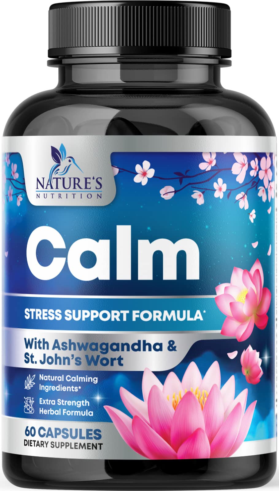 Natural Calm: Ashwagandha, GABA & Magnesium – Unwind, Focus & Immune Support (120 Capsules) | Vegan, Non-GMO, Gluten Free, Made in USA
