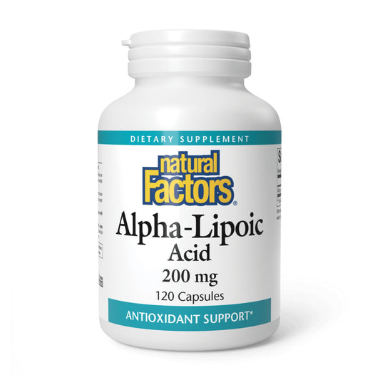 Natural Factors حمض ألفا ليبويك 200 ملجم - دعم مضاد للأكسدة | 120 كبسولة