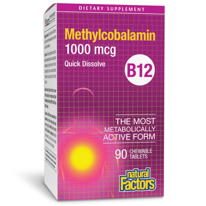 Natural Factors Vitamin B12 Methylcobalamin 1000 mcg – Chewable, Energy & Immune Support