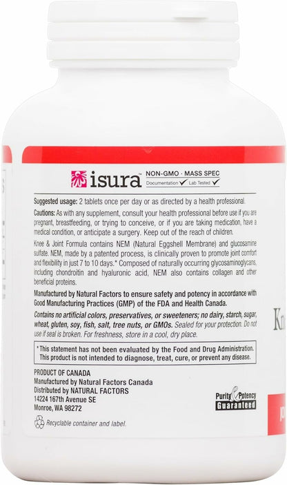 Natural Factors NEM Knee & Joint Formula – Promotes Flexibility & Comfort | 60 Tablets