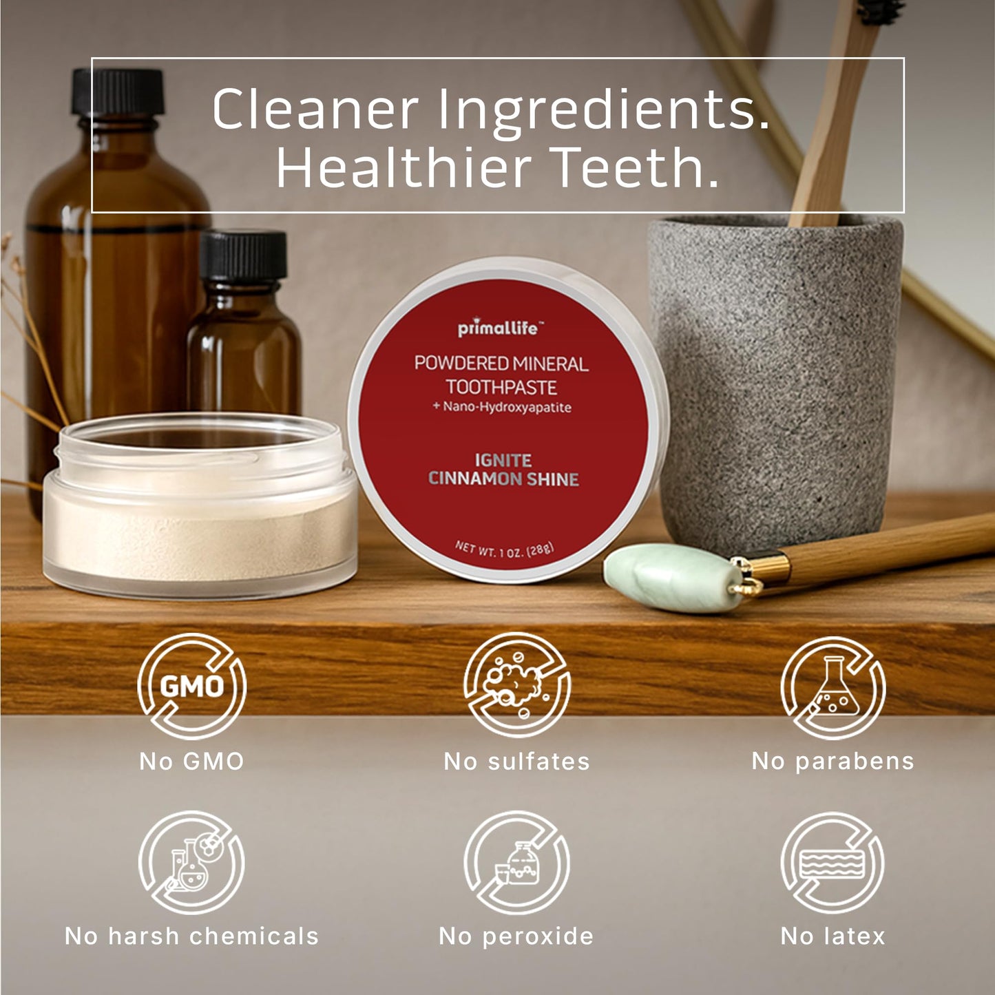 Dirty Mouth Toothpowder – Ignite Cinnamon | Vegan, Natural Kaolin & Bentonite Clays | Primal Life Organics