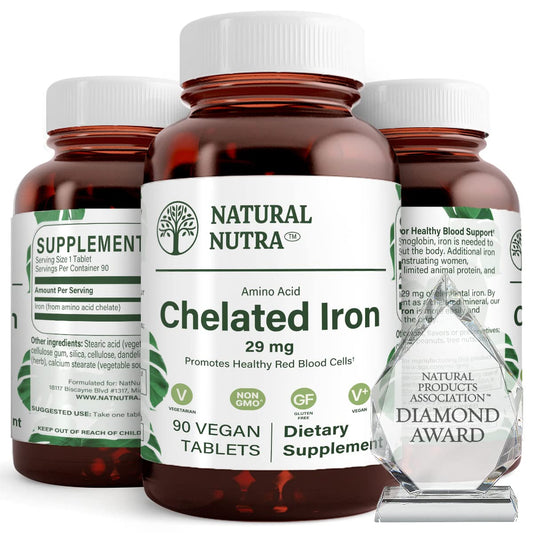 Natural Nutra Chelated Iron Supplement – Hair, Skin & Nails Health, 90 Tablets