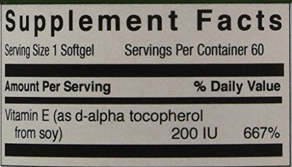 Natural Nutra Vitamin E 200 IU Softgels - Skin, Hair, Nails & Heart Health