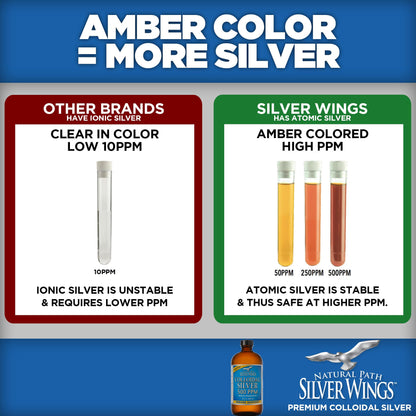 Natural Path Silver Wings Colloidal Silver 500ppm 16 oz – Immune Support Supplement