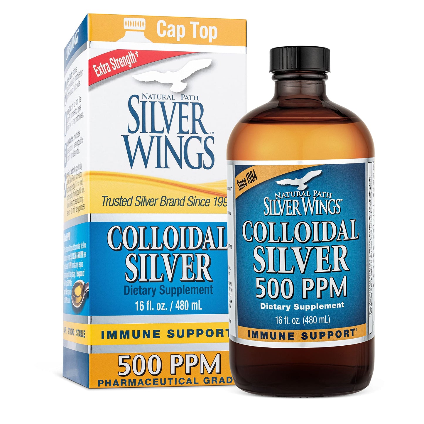 Natural Path Silver Wings Colloidal Silver 500ppm 16 oz – Immune Support Supplement